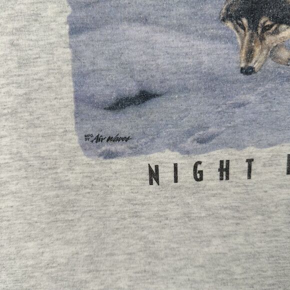 Vintage 90s Wolf Shirt Men’s Large Gray Northern Night‎ Lights Wildlife - Picture 7 of 16